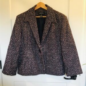Jones New York Pink and Black Tweed Blazer Jacket